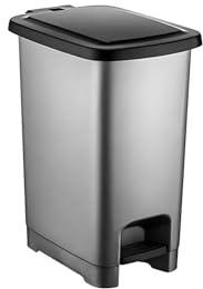 punkto. 15L Tretmülleimer mit Deckel – Slim Design, BPA-frei – Abfalleimer mit Fußpedal & Beutelhalterung – Kunststoff Mülleimer für Küche, Bad & Büro – Anthrazit/Schwarz