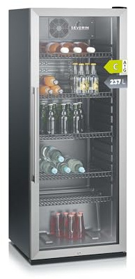 SEVERIN Flaschenkühlschrank, mit integriertem Schloss und integrierter LED-Beleuchtung, 237 L Nutzinhalt, schwarz, FKS 8841