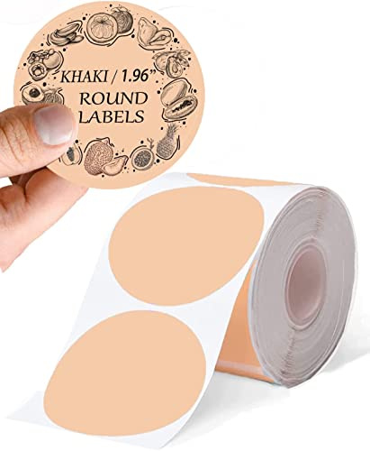 Phomemo M110 M220 Runde Etiketten Selbstklebende, 50x50mm, Khaki, 140 PCS | Phomemo Runde Selbstklebende Thermodirekt Etiketten für M110/M220/M108/M221/M120, für Schule, Heim, Büro, Khaki