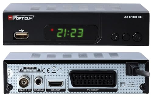 RED OPTICUM AX C100 mit PVR Digitaler HD Kabel-Receiver HD mit LED-Display EPG HDMI USB SCART Coaxial Audio Stromsparender Receiver für Kabelfernsehen DVB-C Receiver schwarz