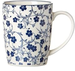 Ritzenhoff & Breker Henkelbecher Royal Sakura, 350 ml, Kaffeebecher mit Henkel aus Porzellan, Orientalisches Dekor, Spülmaschinenfest & Mikrowellengeeignet, Blau-Weiß
