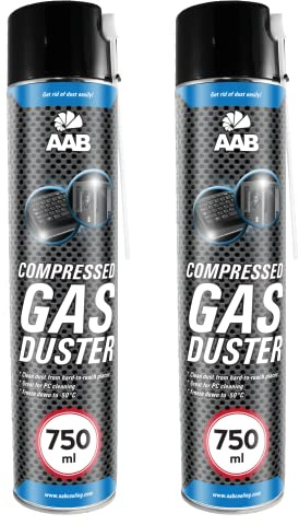 AABCOOLING Druckluftspray 750ml, Air Duster, Druckgasreiniger, Druckluft Dose, Reinigung von Multimedia- und Bürogeräte, Tastatur, Keyboard, Luftdruck-spray, Druckluftreiniger (2 x 750 ml)