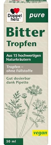 Doppelherz pure Bitter Tropfen - Vegan + einfache Anwendung – Rezeptur mit 15 ausgewählten Bitterkräutern und -wurzeln - 50 ml
