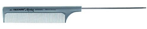 HERCULES SÄGEMANN - 261 Stielkamm mit Nadelstiel | Kamm aus hochwertigem Kunststoff und Stahl-Nadel | Haarkamm mit feiner Zahnweite | Farbe: Silber | Größe: 8,5 Zoll
