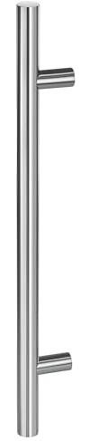 Gedotec Edelstahl Stoßgriff I Haustürgriff 350 x 210 mm I 1 Stück I rostfreier Tür-Griff rund I Haustürbeschlag mit geraden Stützen I Stangenmaß: 30 mm I Türbeschlag inkl. Befestigungsmaterial