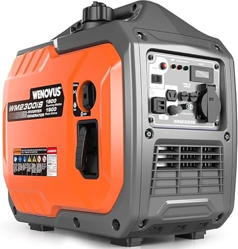 Wenovus Superleise Tragbarer 1900W 4 Takt mit 230V Steckdose und USB Inverter Stromerzeuger Benzin Stromgenerator Notstromaggregat für Backup Bei Stromausfällen für Camping Wohnwagen Wohnmobil Garage
