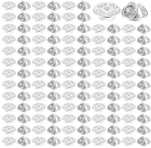 100 Stück Metall-Anstecknadelverschlüsse, Schmetterlingsverschlüsse, Ersatz-Anstecknadelverschlüsse für Emaille-Anstecknadeln, Reversnadeln, DIY-Bastelarbeiten(Silber)