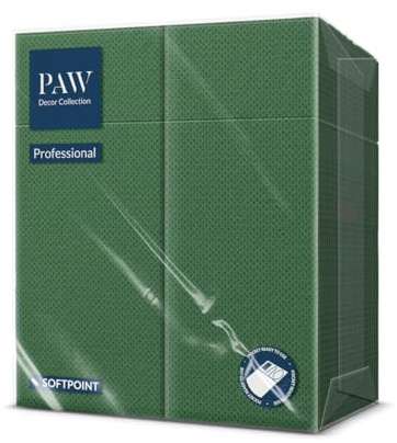 PAW - Besteckservietten aus Softpoint (32 x 38 cm 1/8 Bestecktasche) | 50 Stück | Perfekt für Pubs, Hotels oder Cafés | Serviettentaschen für Besteck | Stechpalmengrün