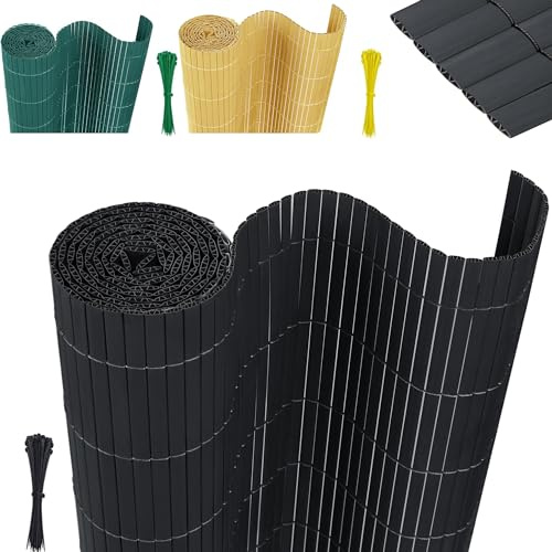 XMTECH PVC Sichtschutzmatte Sichtschutzzaun Wetterfest 90 * 300cm Anthrazit Sichtschutz Zaun PVC Zaun Windschutz für Garten, Balkon & Terrasse
