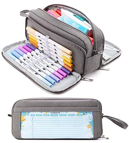 KALIDI Federmäppchen mit 3 Fächer Große Kapazität Mäppchen Federtasche Stiftetasche Pencil Case Bleistifttasche für Schule & Büro