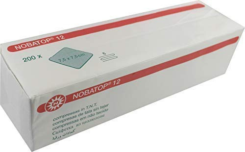 NOBATOP 12 Vliesstoffkompressen 200 Stück Kompressen 6-fach Vlieskompressen (7.5 cm x 7.5 cm)