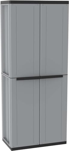 Terry, Jline 368 , Besenschrank mit 2 Türen, Innenregal mit 4 Einlegeböden, für den Innen- und Außenbereich - 68x37,5x163,5 cm