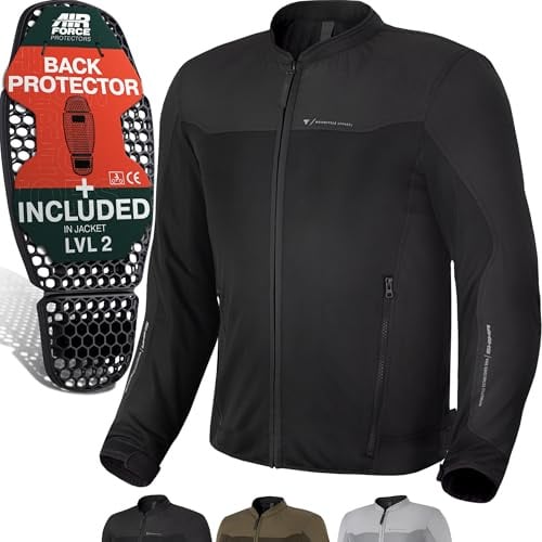 SHIMA OpenAir Motorrad Jacke Herren mit Protektoren AirForce Rückenprotektor Motorradjacke Sommer Mesh Belüftet Textiljacke Schutzjacken Protektorenjacke Luftige (Männer, Schwarz, 3XL)