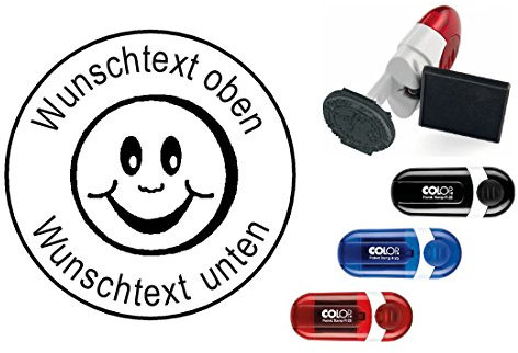Geocachingstempel Smily Smile lachendes Gesicht mit persönlichem Cachername/Nickname Abdruckgröße ca. Ø 24 mm - Geocaching