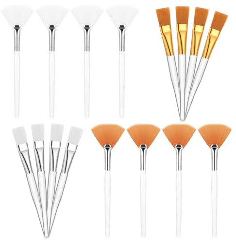 LIQWEI 16Stück Maskenpinsel Gesicht, Gesichtspinsel Fächerpinsel, Kosmetik Masken Pinsel Kosmetik Werkzeuge Make-up Maske Bürsten mit transparentem Kunststoffgriff Applikator-Pinsel für Frauen Mädchen
