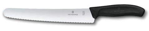 Victorinox Swiss Classic, Profi Konditorsäge, Extra Scharfe Klinge, Wellenschliff, 22 cm, Rostfreier Stahl, schwarz