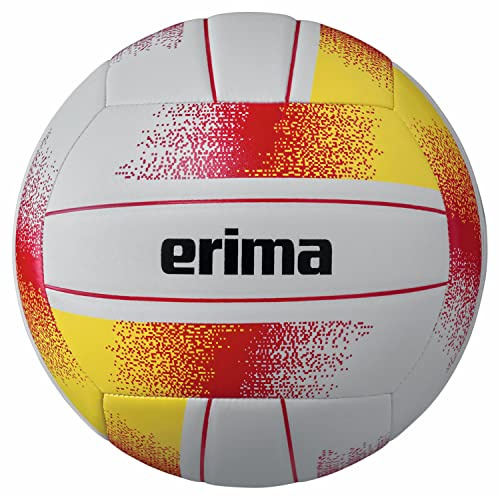 Erima Unisex – Erwachsene Allround Volleyball (7402302), weiß/rot/gelb, 5