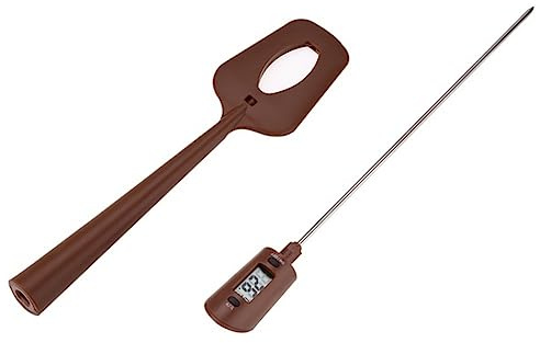 Uadme Zuckerthermometer Schokoladen Thermometer Digital 2-in-1 – Klarer Display am Griff, 20-320℃ Lebensmittel-silikon Spatel, abnehmbare Sonde Für Schokolade, Marmelade, Grill, Fleisch