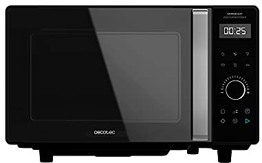 Cecotec Digitale Touch-Mikrowelle ohne Teller GrandHeat 2500 Flatbed Touch Black. 800 W, 25 Liter Fassungsvermögen, 8 vorkonfigurierte Funktionen, Timer