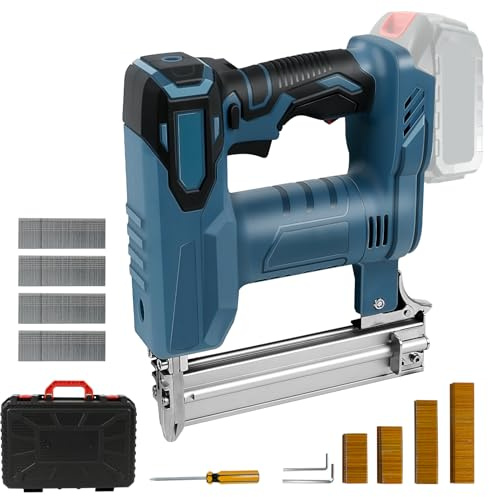 Akku Tacker Nagelpistole Kompatibel mit Makita 18V Lithium-Akku, 80 Nägel/Min, 100W 2-in-1 Elektrotacker Elektronagler mit 500 Gerade Nägel und 500 U-förmige Nägel (Ohne Akku)