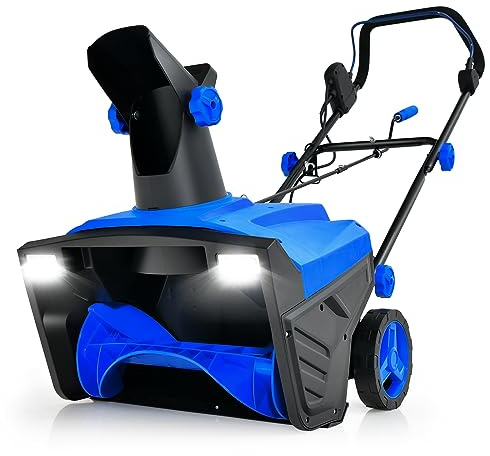 COSTWAY Elektro-Schneefräse 2300W mit LED-Leuchten & 15 A Motor, 50 cm Arbeitsbreite, 25 cm Arbeitshöhe, kabelgebundene Räumungsmaschine mit 180° drehbarer Rutsche & 9 m Wurfweite (Blau)