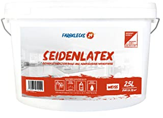 Farbklecks24 Seidenlatex 2,5L weiss, Latexfarbe, abwaschbare Wandfarbe, Küchenfarbe, Badfarbe (versch. Größen)