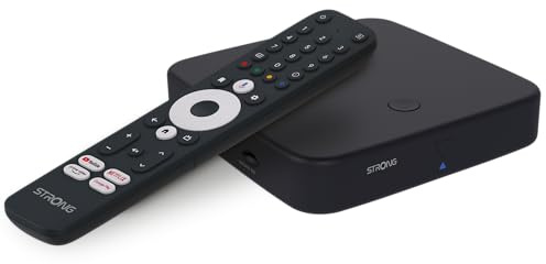 STRONG - Streaming Box Android TV 4K UHD - SRT 423 - Chromecast Built-in - DVB-T2 & Kabelreceiver - Sprachsteuerung - Dolby Vision Atmos - Google Play, Netflix, Prime Video, Disney+ - schwarz