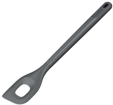 Zyliss Rührlöffel Spitz, Kunststoff/Silikon, Kratzt Nicht, 30 cm | Kochlöffel mit Loch, nachhaltiges Weizenstroh, Hitzebeständig 200 °C, Aufhängeloch, Küchenutensilien, Spülmaschinenfest