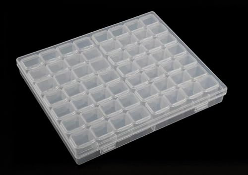 Diamond Painting Aufbewahrungsbox, Diamond Painting Zubehör Boxen, Kunststoff Diamant Stickerei Box, Diamant Stickerei Sortierbox mit Deckel für kleinteile Storage Box Accessory Boxes (56 Fächer)