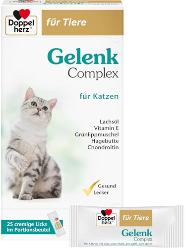 Doppelherz für Tiere Gelenk Complex für Katzen | Mit essentiellen Omega-3 Fettsäuren + Vitamin E – 25 Licks