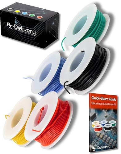 AZDelivery Ultraflexibles verzinntes Silikonkabel Schaltlitzen Kit temperaturbeständig aus Kupferdraht als Jumper oder zum verseilen oder verbinden Soft Hookup Kupferdraht-Kit