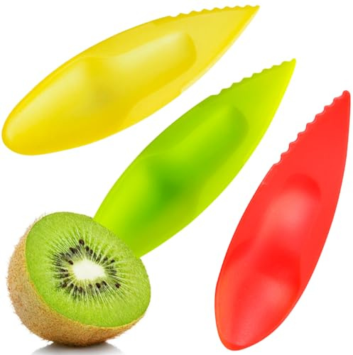 15 Stück Kiwi-Löffel, Obstschäler, Obstschäler, Kiwi-Splitter, Obstlöffel, Löffel für Kiwis, Äpfel, Grapefruit, Küchengerät (drei Farben)