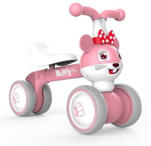 XIAPIA Kinder Laufrad ab 1 Jahr Lauflernrad für 10 - 36 Monate Baby, TÜV geprüft Erst Rutschrad Fahrzeug Geschenke für Jungen/Mädchen Kleinkind Spielzeug (Maus_Pink)