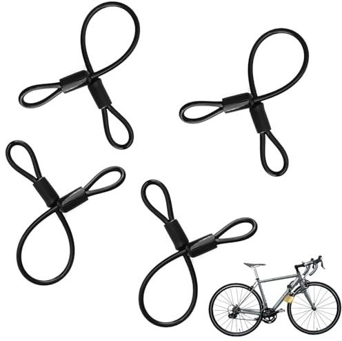 TMZELOA Schlaufenkabel 4 Stück 5mm Stahlseil mit Ösen – Sicherheitsseil mit Kunststoffummantelung für Fahrrad, Tür, Zaun – Schloss Fahrradanhänger, Seilschloss für Koffer, Gepäck und mehr