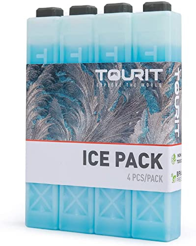 TOURIT Kühlakkus Kühlelemente für Kühltasche Kühlbox Kühlrucksack Wiederverwendbar Geeignet für Reisen,4er Set,Blau