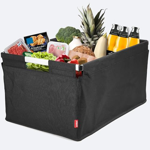 achilles Transportkiste, Big-Box Alu, Einkaufskorb, Klappbox mit Alurahmen, Transportbox, Kofferraumbox, Faltbox, 61,5x42x29cm (Schwarz)