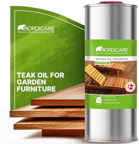 Nordicare Holzöl Außenbereich [1L] für Lärche, Eiche, Teak oder Akazienholz I Holz Öl Außen zum Holzschutz I Holzschutzöl Außen, Teaköl für Gartenmöbel, Holzpflegeöl, Lärchenöl, Bangkirai Öl…