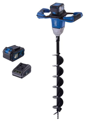 Scheppach Akku Erdbohrer BC-EB100-X | Bohrerlänge 800mm | Bohrer Ø100mm | Bohrerdrehzahl 125 U/Min | 3 untersch. Betriebsmodi | Brusless | 20V-IXES-Serie | 10 Jahre Garantie | mit 4Ah Akku & Ladegerät