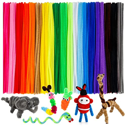Caydo 200 Stücke 20 Farben Pfeifenreiniger Bastelbedarf Mehrfarbige Chenille-Stiele für Kunst- und Bastelprojekte Kreative DIY-Dekorationen (30cm x 6mm)