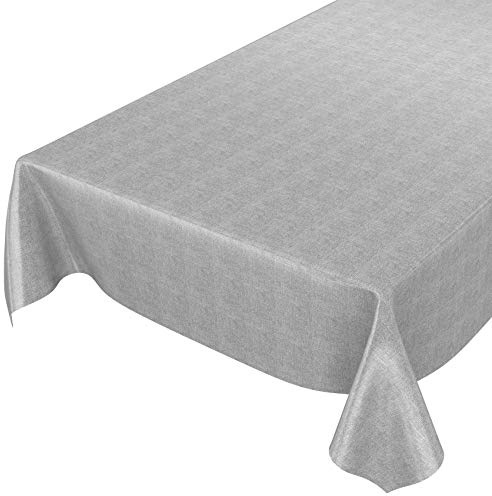 ANRO Wachstuchtischdecke Wachstuch Wachstischdecke Tischdecke Wachstuchdecke Grau Leinenoptik 100x140cm