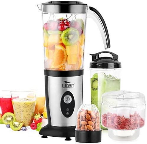 Uten Standmixer, 1,25L Mixer Smoothie Maker 5-in-1 Multifunktions, 220 W | drehzahl 22000 U/Min, geeignet für smoothie, entsaften und eiszerkleinerung, für Sport, Reisen und Zuhause