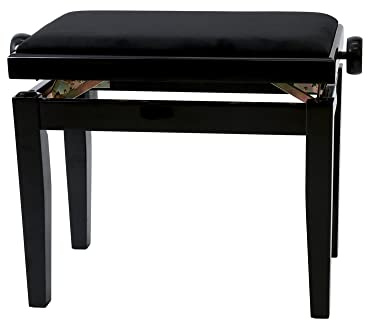 GEWA Pianobank Deluxe, Massivholz, höhenverstellbar, schwarz hochglanz