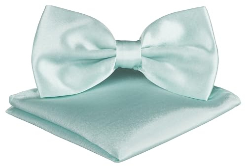 BomGuard Herren Fliege mit Einstecktuch – Pastell Mint