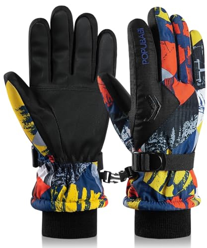 POPUBABI Handschuhe Kinder Wasserdicht Skihandschuhe Kinder Winter Fahrradhandschuhe Kinder Sport Laufhandschuhe für Klttern Snowboard Skifahren Radfahren Wandern