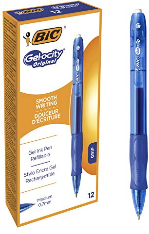 BIC Gel-ocity Original Tintenroller, Gelstifte in Blau, Strichstärke Medium, Nachfüllbar, 12er Pack
