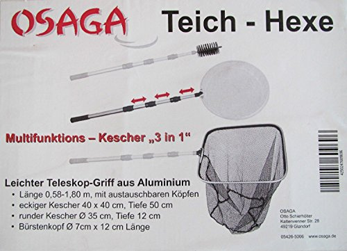 Kescher-Set Osaga Teich-Hexe 3 in 1 Kescher-Set