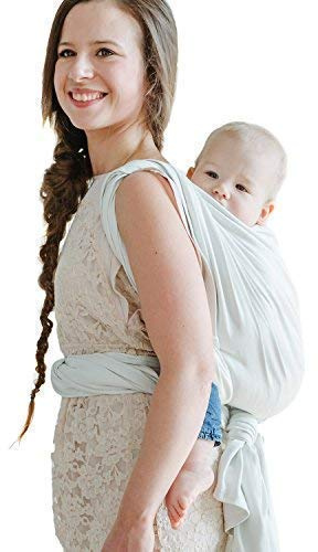 Shabany® Babytragetuch - 100% Bio Baumwolle - Babybauchtrage für Neugeborene Kleinkinder bis 15 Kg - Gewebt - inkl. Baby Wrap Carrier Anleitung - weiß (sleeps)
