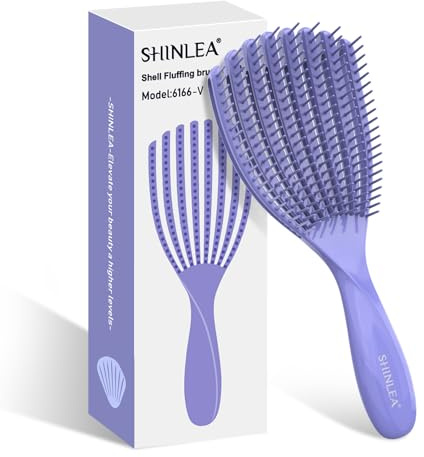 Entwirrungsbürste für lockiges Haar, Haarbürste für nasses, trockenes, dickes und dünnes Haar, leicht durch Locken kämmen und Haarbruch reduziert, lockige Bürste für Damen, Herren, Kinder, Violett
