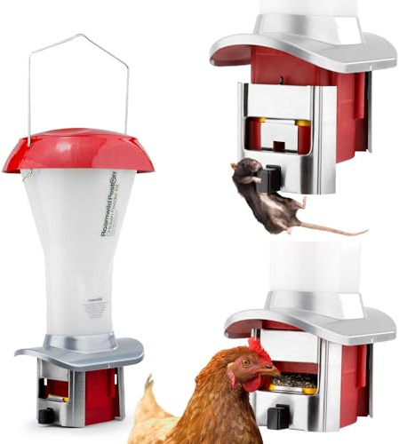 Rattensicherer Geflügel-Futterspender mit Schädlingsabwehr - Geflügel-Futterspender sicher vor Ratten und Großvögeln - Wetterfest - 4 l / 3,6 kg - Brandneu