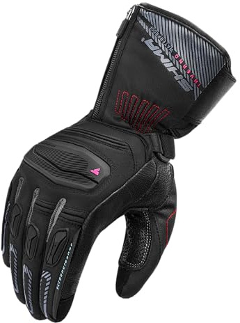 SHIMA INVERNO Motorrad Handschuhe Damen Leder Lange Warm Sommer Motorradhandschuhe Schutz Touchscreen Touren Lederhandschuhe Motorcycle Belüftet Verstärkt Scheibenwischer (Frauen, Schwarz, S)